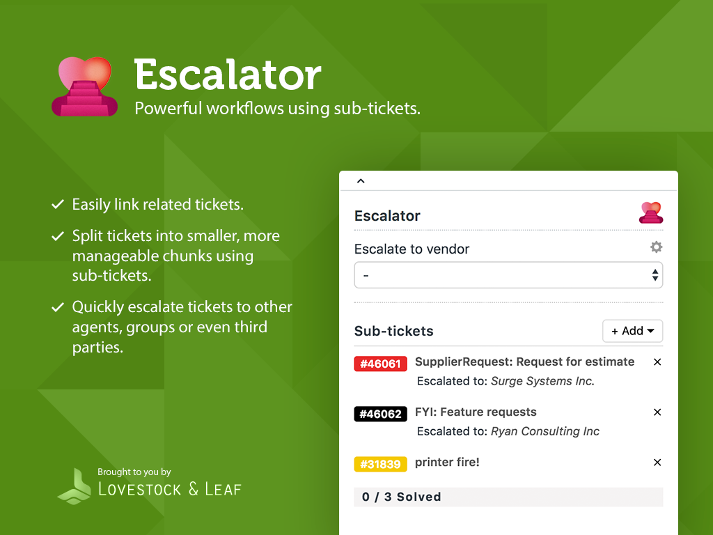 Escalator primary marketing image — Product and Project Management app on the Zendesk Marketplace